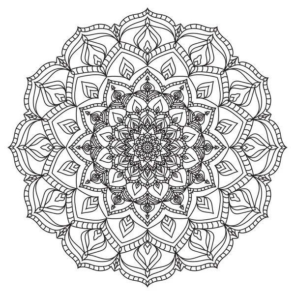 Izolovaný Obrys Mandala Art Terapie Kolo Dekorativní Omalovánky Vektor Design — Stockový vektor