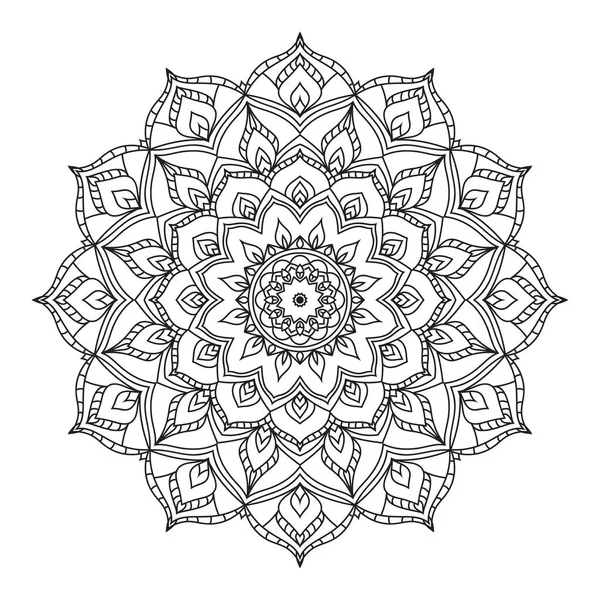 Contour Isolé Mandala Art Thérapie Ronde Coloriage Décoratif Livre Vectoriel — Image vectorielle