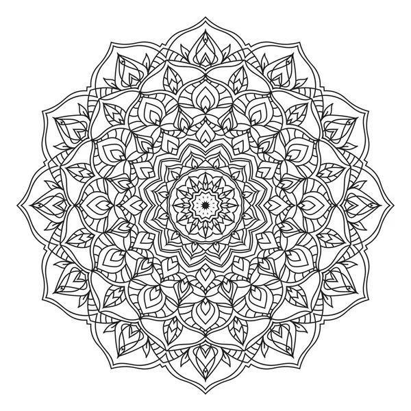Contour Isolé Mandala Art Thérapie Ronde Coloriage Décoratif Livre Vectoriel — Image vectorielle