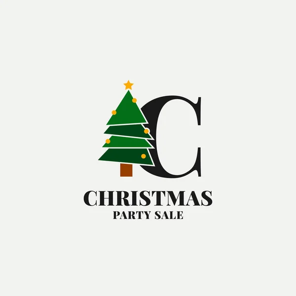 Letter Christmas Tree Decoration Celebrating December Sale Party Initial Icon — Stock Vector