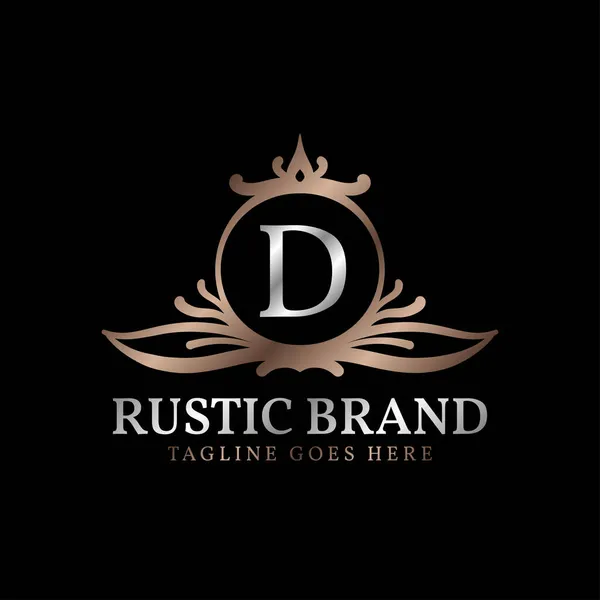 Lettre Logo Crête Rustique Luxueux Insigne Pour Les Soins Beauté — Image vectorielle