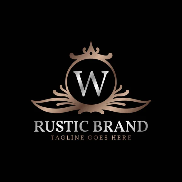 Lettre Luxueux Logo Crête Rustique Insigne Pour Les Soins Beauté — Image vectorielle
