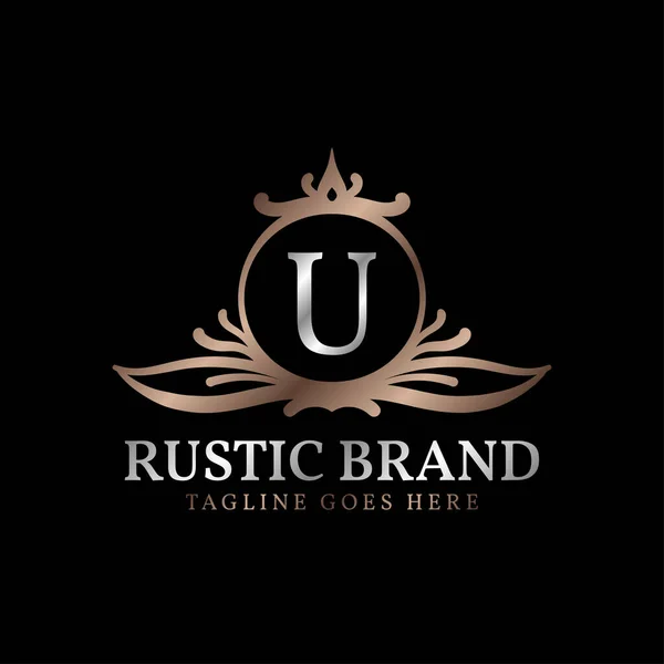 Lettre Logo Crête Rustique Luxueux Insigne Pour Les Soins Beauté — Image vectorielle