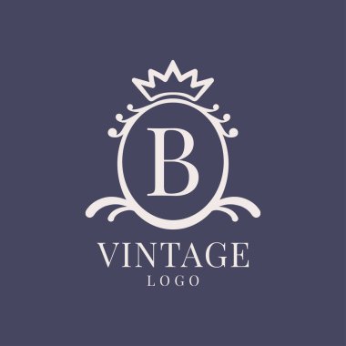 Klasik güzellik ürünü için B harfi antika logo tasarımı, rustik marka, düğün, spa, salon, otel
