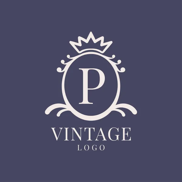 Bokstav Vintage Logo Design För Klassisk Skönhetsprodukt Rustik Märke Bröllop — Stock vektor