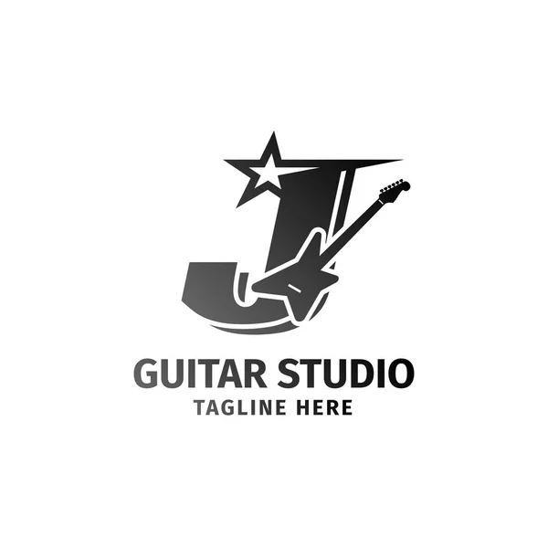 Letra Guitarra Elétrica Estrela Decoração Vetor Logotipo Design Elemento —  Vetores de Stock