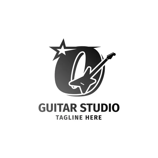 Letra Guitarra Elétrica Estrela Decoração Vetor Logotipo Design Elemento —  Vetores de Stock