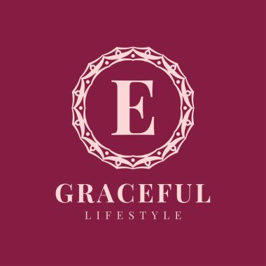 E harfi. Lüks kadın dairesi vektör logosu tasarımı.