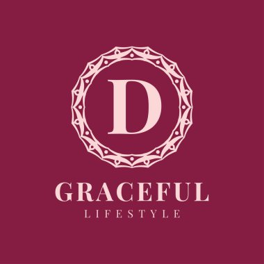 D harfi. Lüks kadın dairesi vektör logosu tasarımı.
