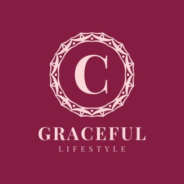 C harfi. Lüks kadın dairesi vektör logosu tasarımı.