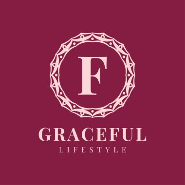 F harfi, lüks kadın dairesi vektör logosu tasarımı