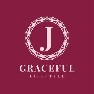 J harfi lüks kadın dairesi vektör logosu tasarımı