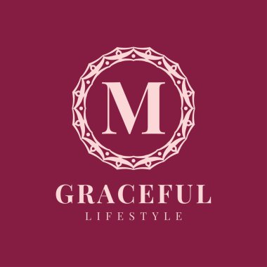 M harfi lüks kadın dairesi vektör logosu tasarımı