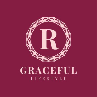 R harfi lüks kadın dairesi vektör logosu tasarımı