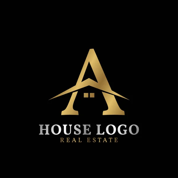 Carta Com Telhado Janela Design Logotipo Vetor Imobiliário Luxuoso —  Vetores de Stock