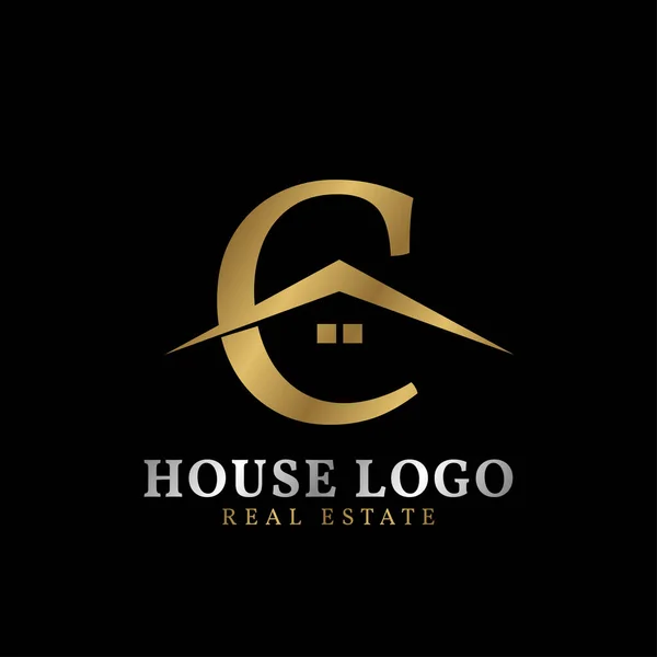 Letra Com Telhado Janela Design Logotipo Vetor Imobiliário Luxuoso —  Vetores de Stock