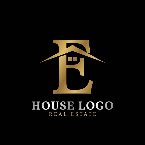 Letra Com Telhado Janela Design Logotipo Vetor Imobiliário Luxuoso —  Vetores de Stock