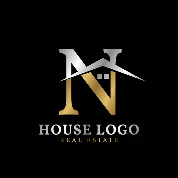 Letra Com Telhado Janela Design Logotipo Vetor Imobiliário Luxuoso —  Vetores de Stock