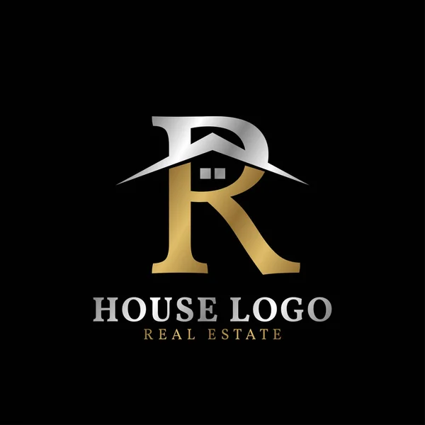 Letra Com Telhado Janela Design Logotipo Vetor Imobiliário Luxuoso —  Vetores de Stock