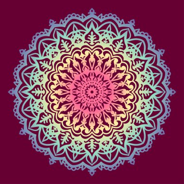 Ağ ve yazdırma vektör elementi için soyut çiçek boho gradyan mandala tasarımı