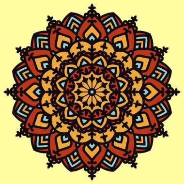 soyut çiçek mandala sanat boho stil vintage renk vektör tasarım elementi