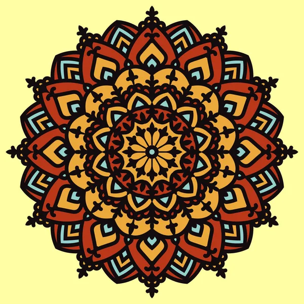 Абстрактный Цветок Мандала Арт Бохо Стиль Винтажного Цвета Векторный Элемент — стоковый вектор