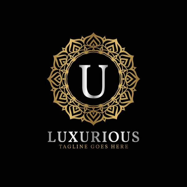 Lettre Luxueuse Fleur Décorative Mandala Art Initiales Vectoriel Logo Design — Image vectorielle
