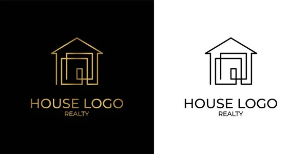 Logotipo Casa Linha Contínua Minimalista Elegante Para Imóveis Construção Interior —  Vetores de Stock