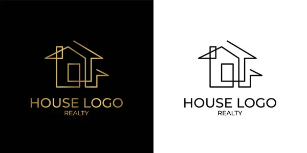 Logotipo Casa Linha Contínua Minimalista Elegante Para Imóveis Construção Interior —  Vetores de Stock