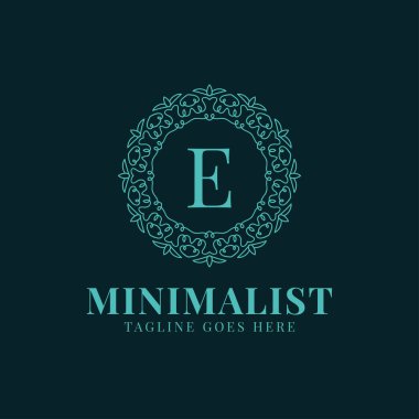 E minimalist daire dantel vektör logo tasarımı harfi