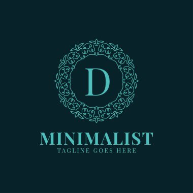 D harfi minimalist daire dantel vektör logo tasarımı