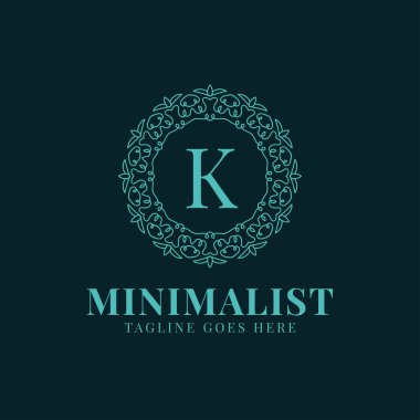 K harfi minimalist daire dantel vektör logo tasarımı