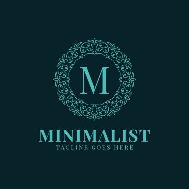 M harfi minimalist daire dantel vektör logo tasarımı