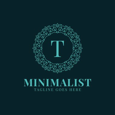 T harfi minimalist daire dantel vektör logo tasarımı