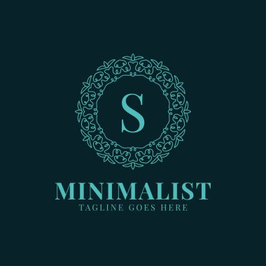 S harfi minimalist daire dantel vektör logo tasarımı