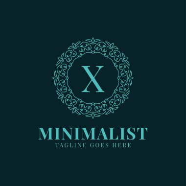 X harfi minimalist daire dantel vektör logo tasarımı