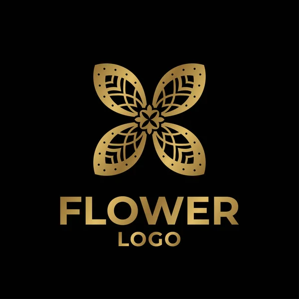 抽象的な黄金の花の装飾ベクトルのロゴデザイン要素 — ストックベクタ