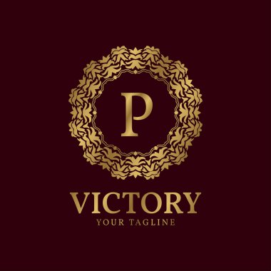 P harfi organik lüks dairesel bitki vektör logosu tasarımı