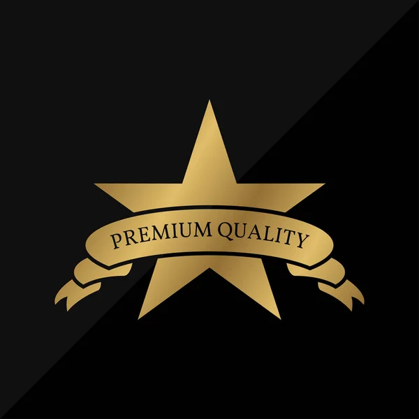 Premium Quality Star Ribbon Vector Label Design — Stock Vector