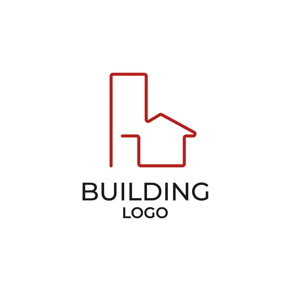 Minimalistische Umrisse Gebäude Vektor Logo Design Element — Stockvektor