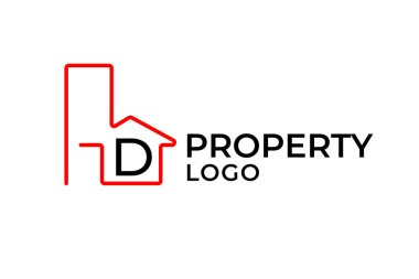 D harfi minimalist anahat oluşturma vektör logosu tasarım ögesi
