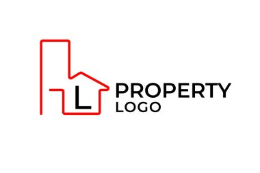 L minimalist harfi ana hatları oluşturan vektör logosu tasarımı ögesi