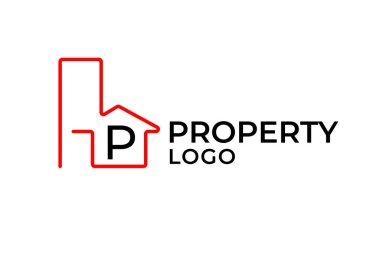 P minimalist harfi ana hatları oluşturan vektör logosu tasarımı ögesi