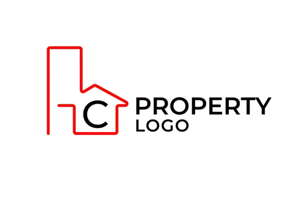Letter Minimalist Outline Building Vector Logo Design Element —  Vetores de Stock