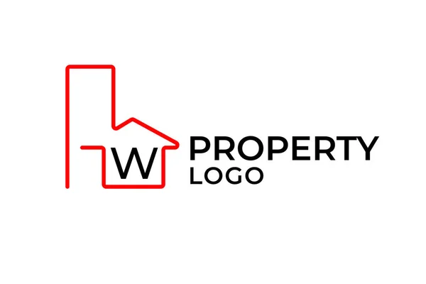 Letter Minimalist Outline Building Vector Logo Design Element —  Vetores de Stock