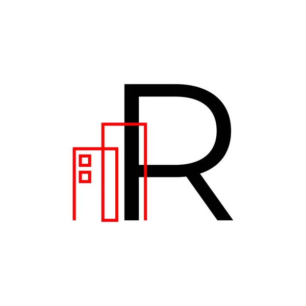 字母R与建筑物装饰矢量标志设计元素 — 图库矢量图片
