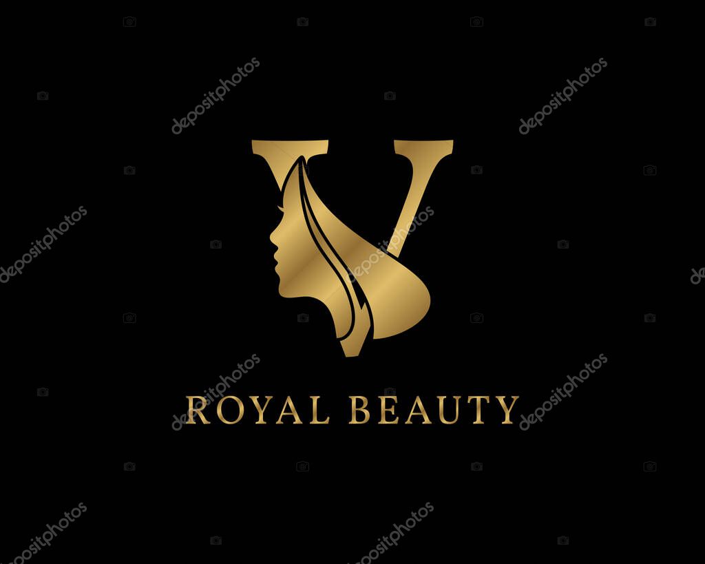 Luxurious letter V beauty face decoration for beauty care logo, personal branding image, make up artist, or any other royal brand and company
