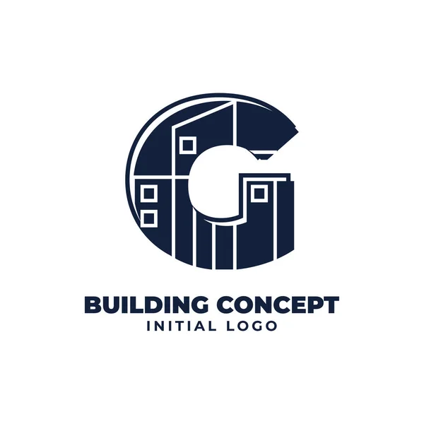 Buchstabe Mit Bauobjekt Initialvektor Logo Design Geeignet Für Immobilien Und — Stockvektor