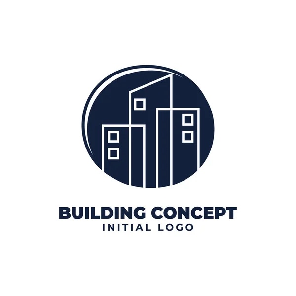 Cercle Lettre Avec Objet Construction Conception Initiale Logo Vectoriel Adapté — Image vectorielle