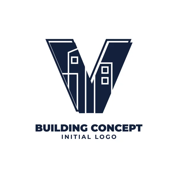 Lettre Avec Objet Construction Conception Initiale Logo Vectoriel Adapté Aux — Image vectorielle